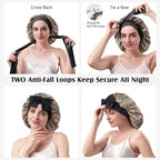 YFONG 100% 22 Momme Mulberry Silk Bonnet for Sleeping Women, Larger Double Layer Silk Hair Wrap for Curly Short Long Hair, Non-Slip Sleep Cap Turban with Elastic Tie Band (Leopard)