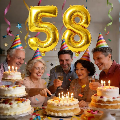 40 Inch Number 58 Balloons for 58th Birthday Party Decorations, 0-100 Gold - Image 2