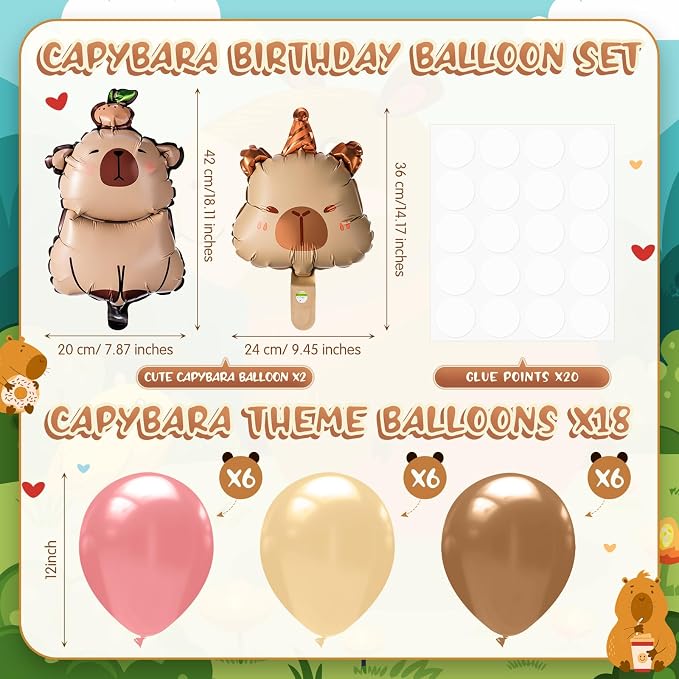 Seematn 2 Set Capybara Balloon Stand Kits Pastel Pink and Orange Balloons - Image 2