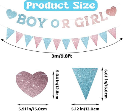 Boy or Girl Banner Gender Reveal Decorations, Pre-Strung Glitter Baby Gender - Image 2