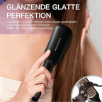 MEGAWISE Pro Ceramic Ionic Hair Straightener Brush for Home Salon, Straightening Hair Brush with 20s Heating Tech, Auto-Off, Anti-Scald with Universal Dual Voltage,Rotatable Power Cord, Black