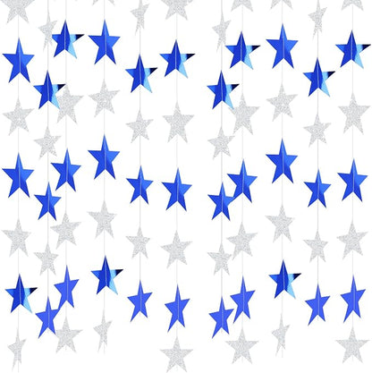 BEISHIDA Blue Silver Star Garland Decor Twinkle Star Banner Backdrop 2026 by Beishida