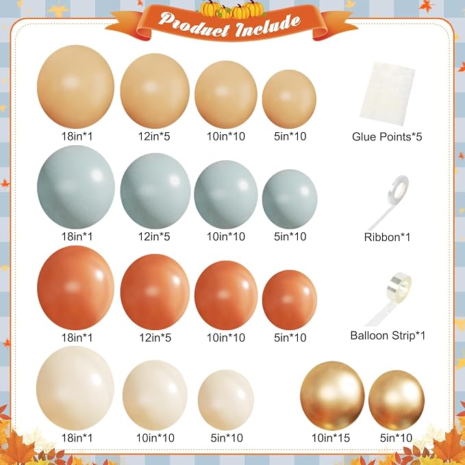 Fall Balloon Arch Kit for Little Pumpkin Baby Shower Decorations | Dusty Blue - Image 5