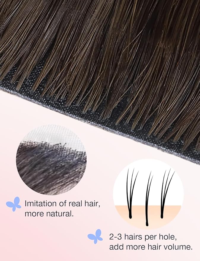 DOORES Invisi Edge Human Hair Extensions Tape in, Chocolate Brown 10 Injection Tape-ins with 10 Injection Tape-ins 50g 24 Inch, Injected Tape in Extensions Virgin Human Hair
