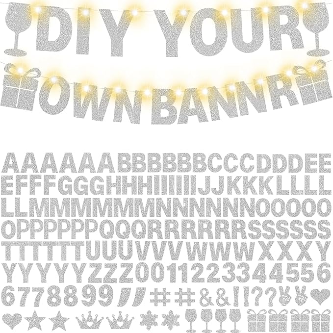 175Pcs DIY Glitter Customizable Banner Kit Happy Birthday Letter Banner Winter by WELITTCON