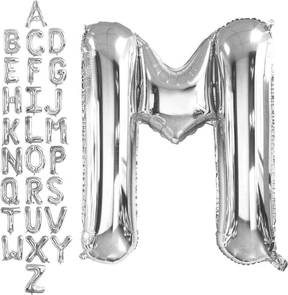 40 Inch Silver Letter M Balloons, DIY Phrase Foil Alphabet Letter M Balloons by LHOAVWE