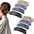 8 Pcs Large Lay Flat Claw Clips for Women French Side Slide Barrettes for Thin Fine Hair Rectangle Alligator Hair Accessories,Matte Khaki Purple Blue Black