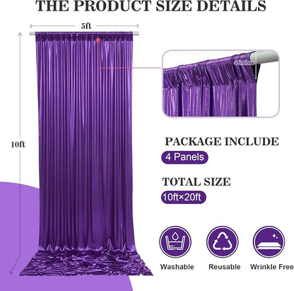20x10ft Thick Purple Glitter Backdrop Curtain Panels - Image 6