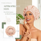 Reusable Shower Cap for Women, Large Waterproof Shower Bonnet Washable Elastic Band Bath Accessories Hair Hat for Long Hair, Braids(Beige)