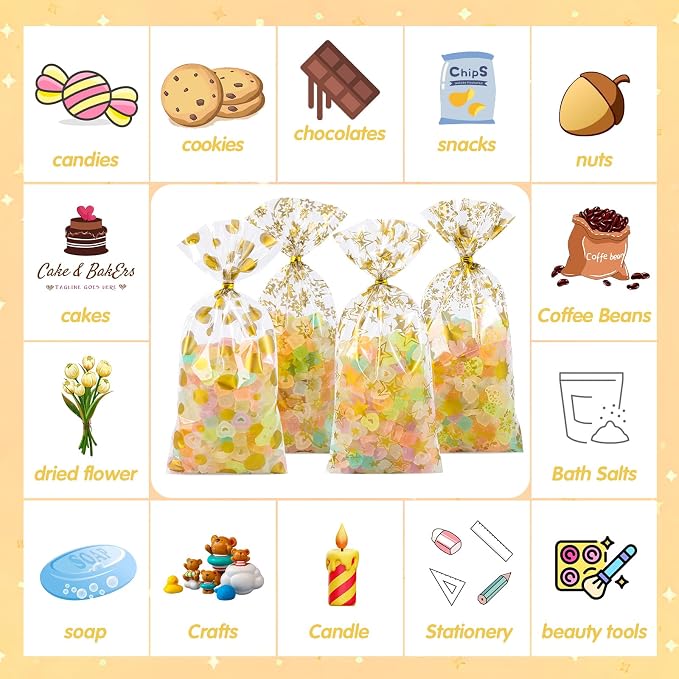 COQOFA 100 Pcs Mixed 5"X11" Gift Wrap Cellophane Treat Bag Party Favor bags - Image 8