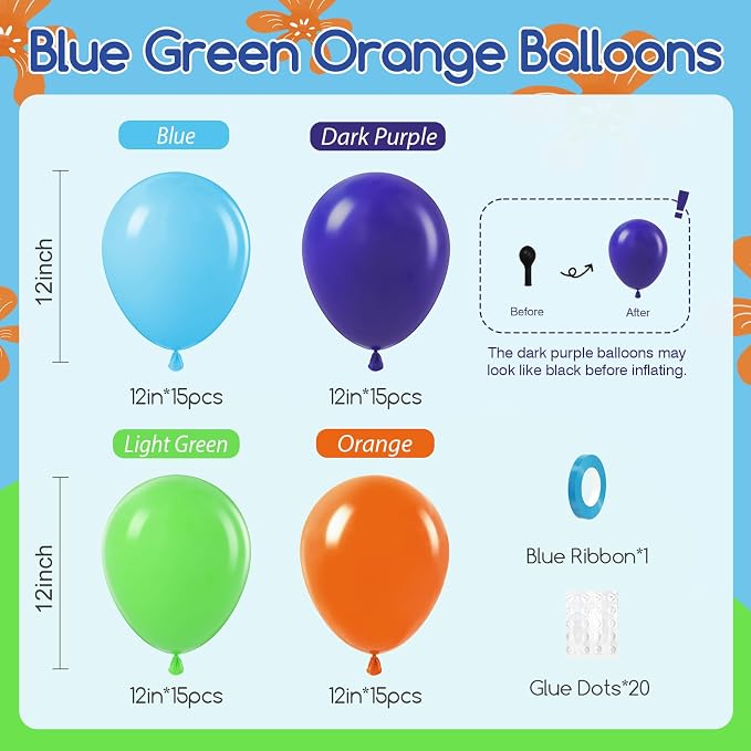 60pcs 12inch Blue and Orange Balloons - Image 2