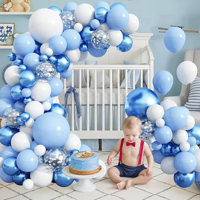 Blue Balloon Arch Kit 86Pcs Pastel Blue White Balloons Garland Kit - Image 7