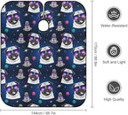 Extra Long Professional Salon Cape, Haircut Apron Galaxy Pug with Cool Glass Hair Cutting Gown for Styling Hair Cut Hairdresser