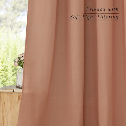 NICETOWN Linen Curtains for Bedroom 96 inches Long, Grommet Rustic Farmhouse - Image 5