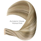 WENNALIFE Tape in Hair Extensions Human Hair Ash Brown with Platinum Blonde Highlights Tape in Extensions, 10pcs 20g 10 inch Remy Invisible Tape Ins Colored Soft Refill Set