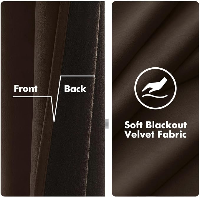 MIULEE Velvet Curtains Brown 52 x 108 Inch Length Set of 2 | Extra Long Grommet - Image 4