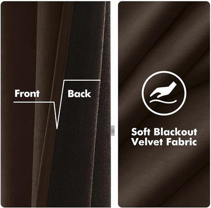 MIULEE Velvet Curtains Brown 52 x 108 Inch Length Set of 2 | Extra Long Grommet - Image 4