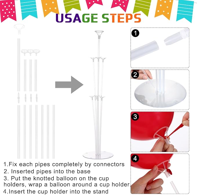 VioraWhite 8 Set Balloon Stands Kits, Sticks Holder - Image 3