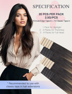 DOORES Invisi Edge Tape in Extensions Human Hair, Dark Brown to Dirty Blonde 10 Injection Tape-ins with 10 Classic Tape-ins 50g 18 Inch, Injection Tape in Extensions Thick Ends
