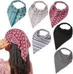 6 Pack Hair Scarf Headband for Women Elastic Bandana Head Scarf Large Boho Triangle Kerchief with Clips Non Slip Scarves