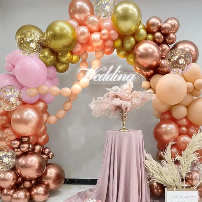 Pink and Gold Balloon Garland Arch Kit - Image 7