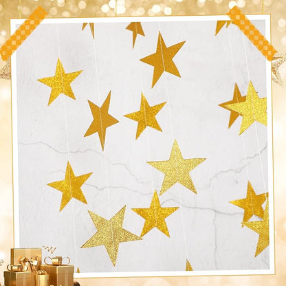 Spakon 65 Feet Glitter Star Paper Garland Banner Hanging Decoration Star - Image 4