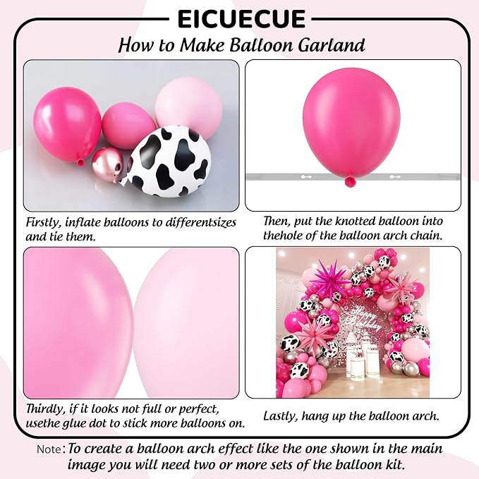 Disco Cowgirl Party Decorations 181Pcs Hot Pink Silver Cowgirl Balloon Arch - Image 3