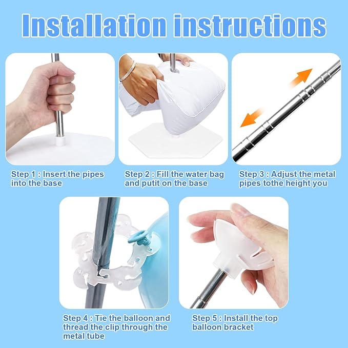 Lechay Balloon Column Stand Set of 4, 6.6ft Adjustable Balloon Stand kit - Image 4