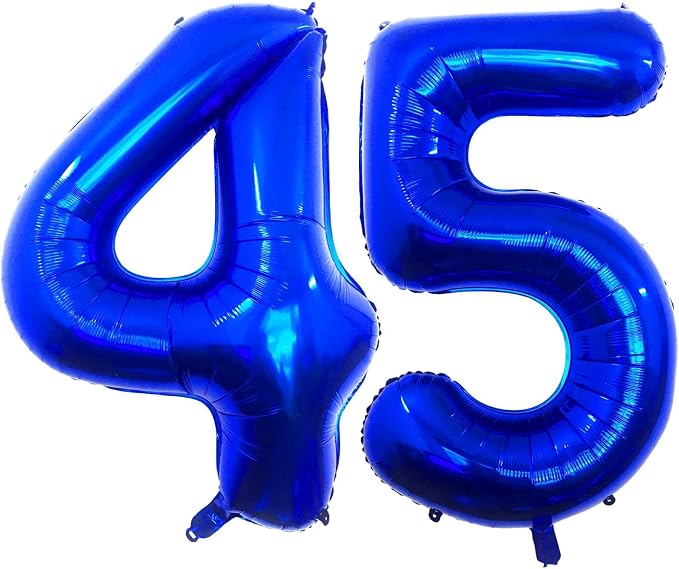 Navy Blue 45 Number Balloons, 40 Inch Giant Number 45 Balloons Foil Mylar by Lovoir