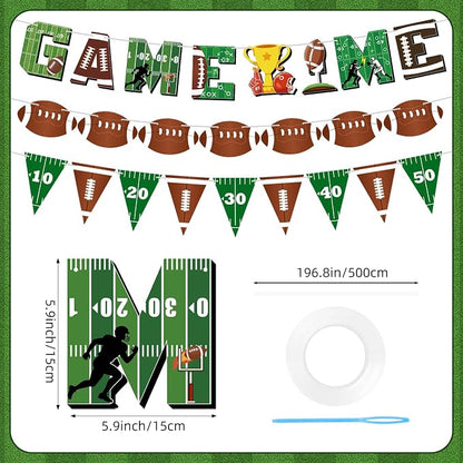 Game Time Football Banners Rugby Party Banner Sign Garlands Triangle Flags - Image 2