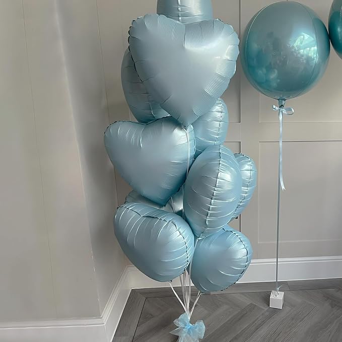 Baby Blue Heart Foil Balloons, 18Inch Large Heart Polyester Film Balloon - Image 3