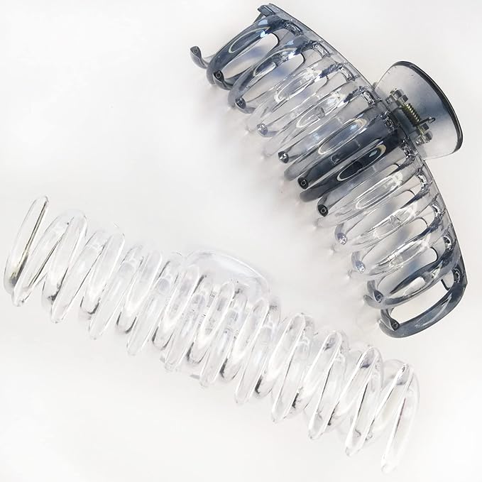 5.5 Inches Extra Large Hair Clips for Long Thick Hair Women’s Jumbo Hair Claw Clips 2 Counts in Set Hair Accessories(clear and grey)