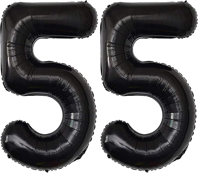 Jonhamwelbor 55 Number Balloons Black Big Giant Jumbo Number 55 Foil Mylar by Jonhamwelbor