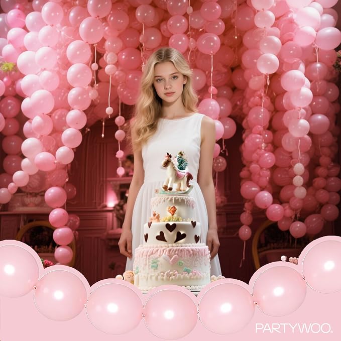 PartyWoo Baby Pink Linking Balloons 100pcs 6 Inch Pink Link Balloons | - Image 3