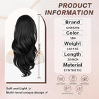 Ponytail Extension, Black Drawstring Ponytail Extension for Women Long Wavy Pony Tails Hair Extensions Synthetic Wavy Clip in Ponytail Hairpiece for Women, 20 Inch
