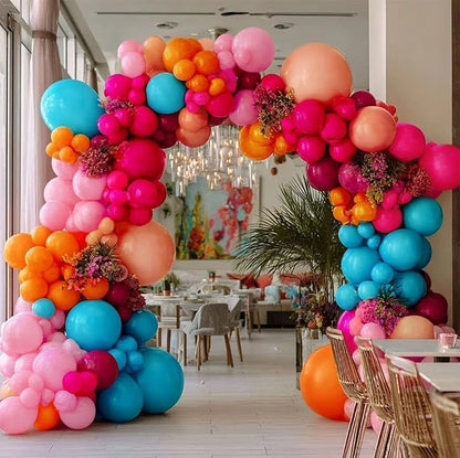 Hot Pink Blue Orange Balloon Garland - Image 7