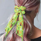 Ladybug Green Leaf Satin Hair Ties for Thin Hair Rainbow Pot of God Ribbon Hair Elastics for Girls 2 Piece St Patricks Day Scarf Scrunchies