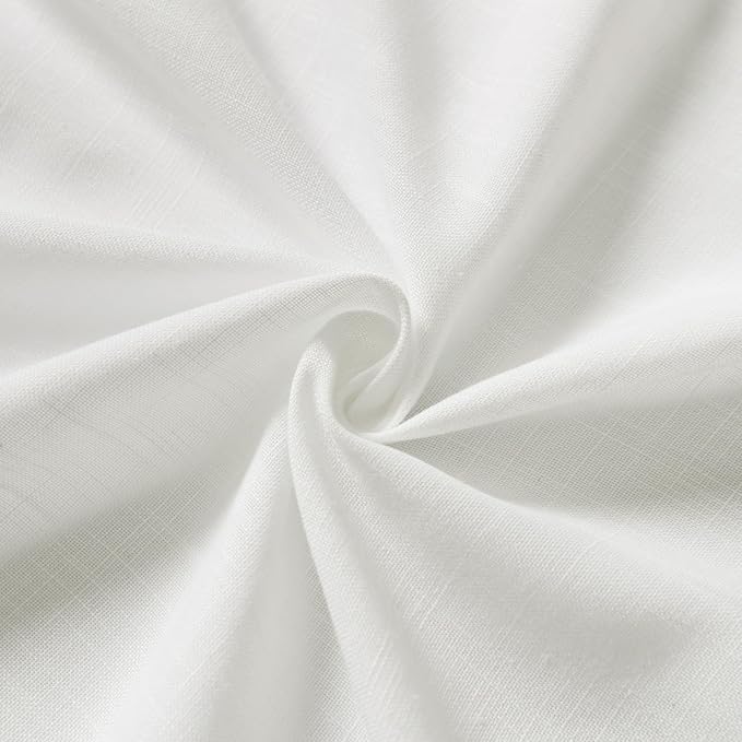 Off White Cafe Curtains 45 Inch Length Set 2 Panel Back Tab Pocket Semi Sheer - Image 7