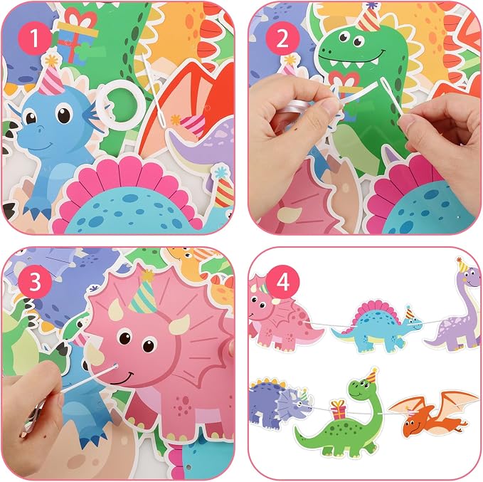 Dinosaur Party Banner Cute Dinosaur Birthday Banner Happy Birthday Banner - Image 2