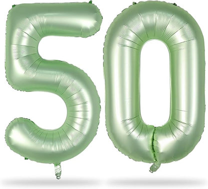 50th Birthday Balloons Sage Green by Lingqiang