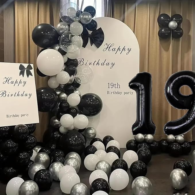 Number Balloons Black Party Balloon - Image 5