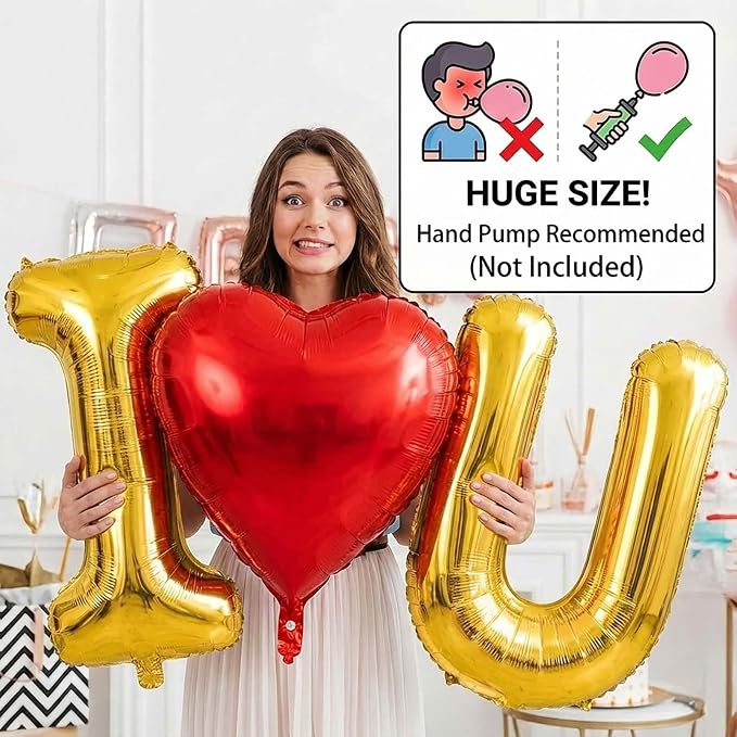 I Love You Balloons red gold balloon heart Little Bear mylar balloons red rose - Image 7