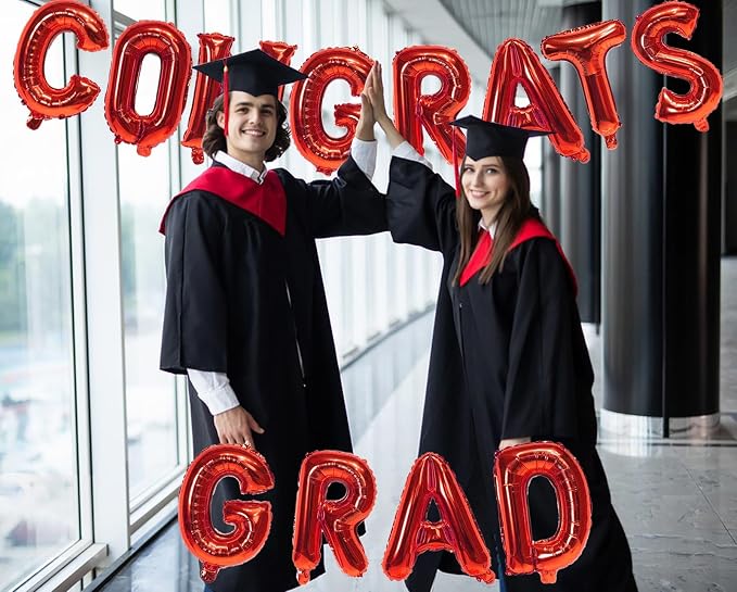 16 Inch Red Congrats Grad Banner Balloons, Graduation Decorations 2026 - Image 3