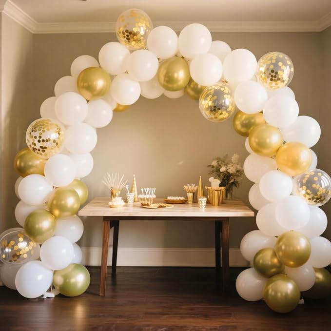 EMART White and Gold Balloons 12 Inch 60pcs, Latex Balloons - Image 7
