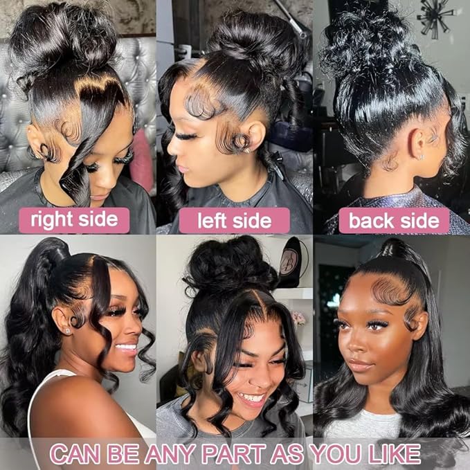 sdamey 360 Lace Front Wigs Human Hair 360 Full Lace Frontal Wigs Pre Plucked with Baby Hair Brazilian Virgin Hair Straight Human Hair 360 HD Lace Front Wigs (28 Inch)
