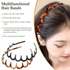 5 PCS Zig Zag Headbands for Women Non Slip, Recycled Plastic Tortoise & Black Headbands with Teeth for Slicked Back Styles, high skull headband Comfortable Comb Hairbands for Women & Girls