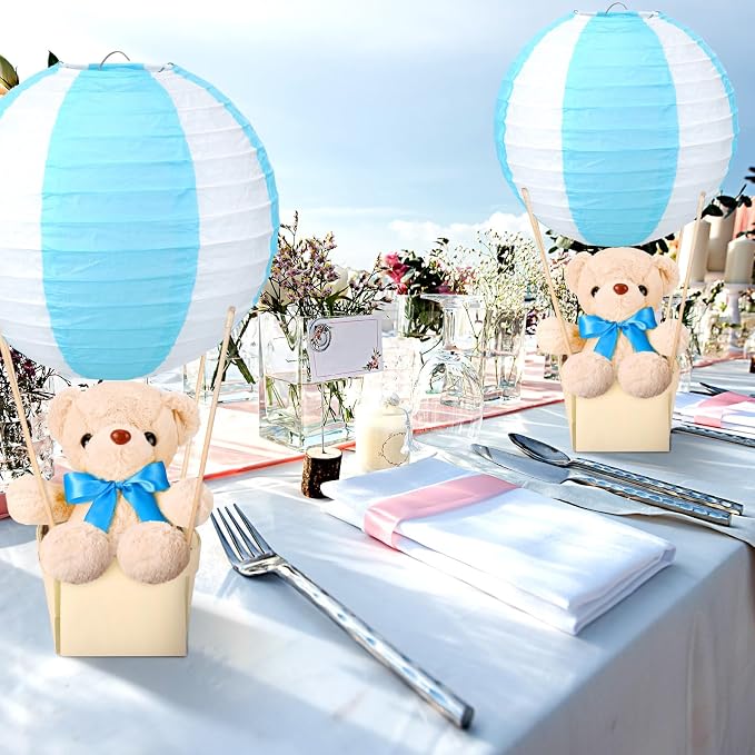 12 Sets Baby Shower Hot Air Balloon Table Centerpieces DIY Paper Lanterns - Image 3