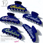 Personalized Colorful Name Hair Claw Clips for Women,Custom Hair Clips with Diamond,Cute Hair Accessories 4",Handmade Rhinestones Hair Clamp Gifts for Mom,Bride,Wife,Bridesmaid,Couples（Deep Blue）