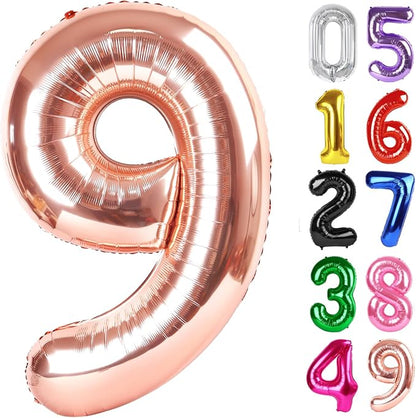 Rose Gold Number 9 Balloon 40 Inch, 9th Birthday Decorations Men Women | Foil by IWERP
