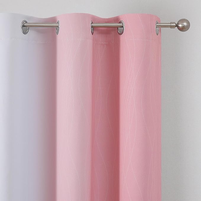 Pink and Greyish White Ombre Blackout Curtains 63 Inches Long - Image 4